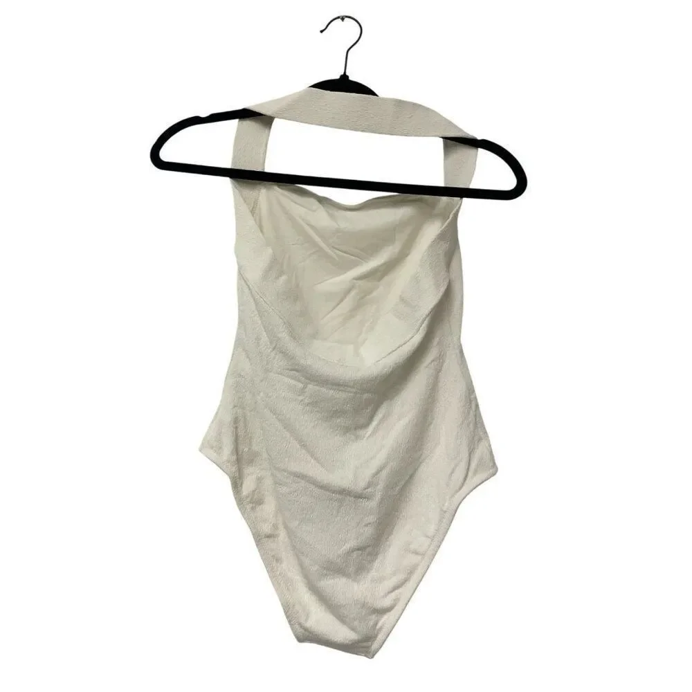 Massimo Dutti Women Swimsuit XS White Halter One Piece Open back 5123/555 NWT - Picture 4 of 16
